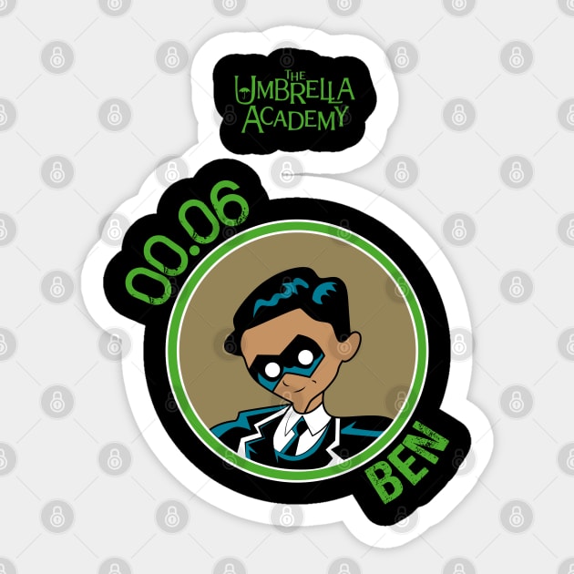 UMBRELLA ACADEMY: BEN CARTOON (GREEN) Sticker by FunGangStore